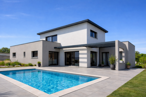 Maison moderne avec piscine et pergola