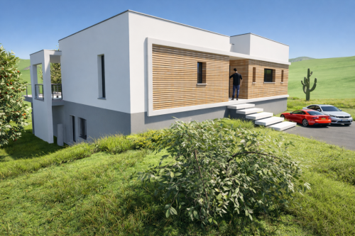 Maison contemporaine intégrée au paysage