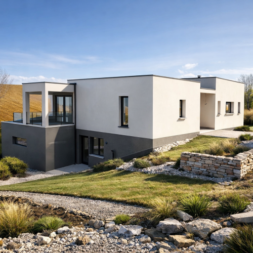 Maison-moderne-sur-terrain-en-pente
